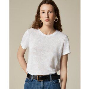 J.Crew White 100% Linen Short Sleeve Knit Tee Minimalist Neutral‎ Size Medium